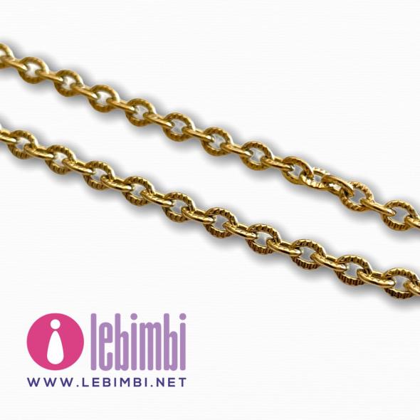 Bobina - catena acciaio inox dorata, maglia zigrinata - 4x3mm - 50mt Online
